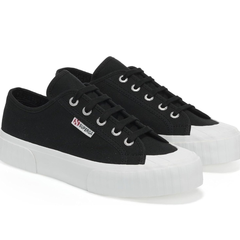 Superga Classic Black Sneakers with White Soles women's Size 9